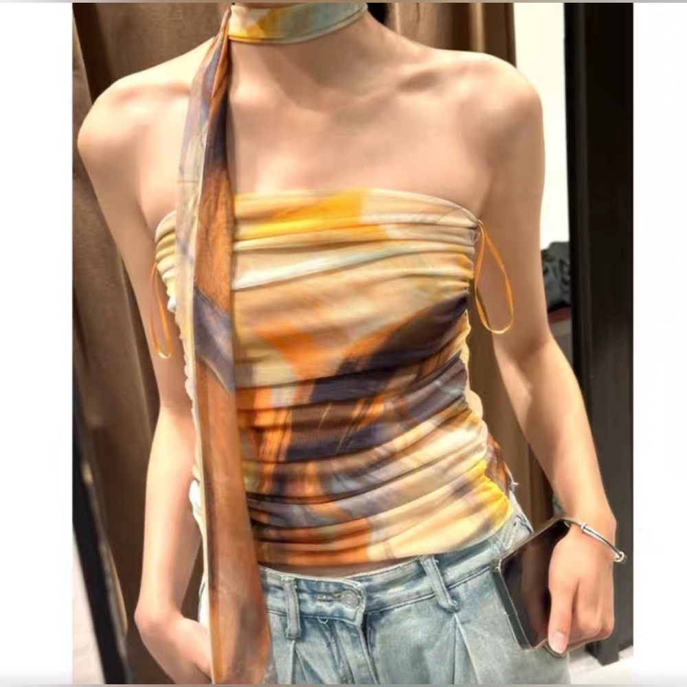 Zara Colorful Tube Top with Scarf